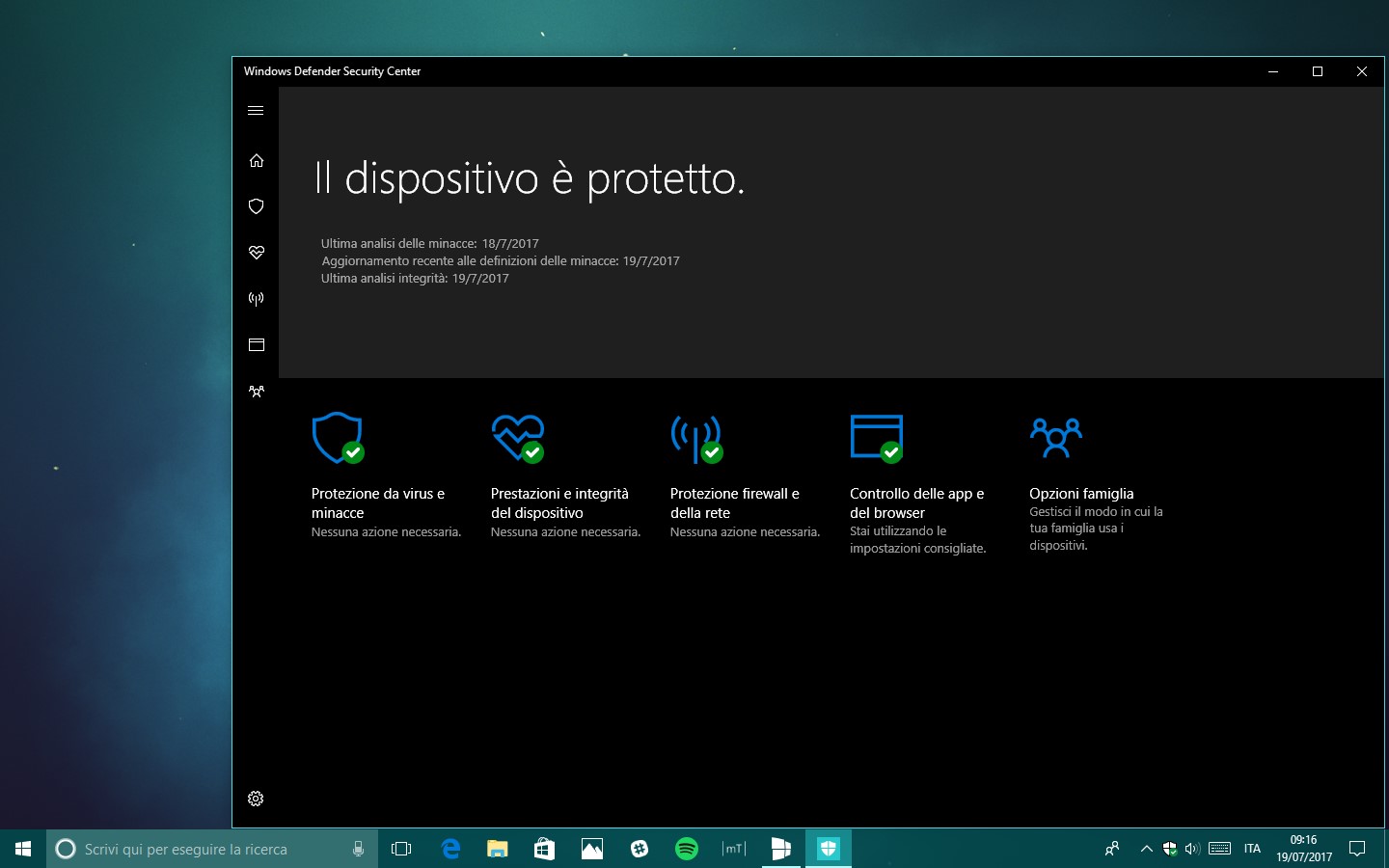 Windows Defender Security Center Windows 10