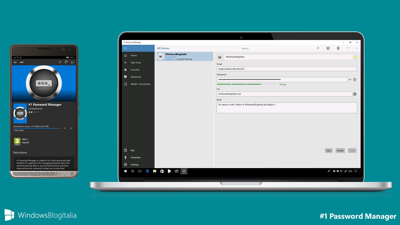 Download #1 Password Manager, il gestore password per PC, tablet e smartphone Windows 10
