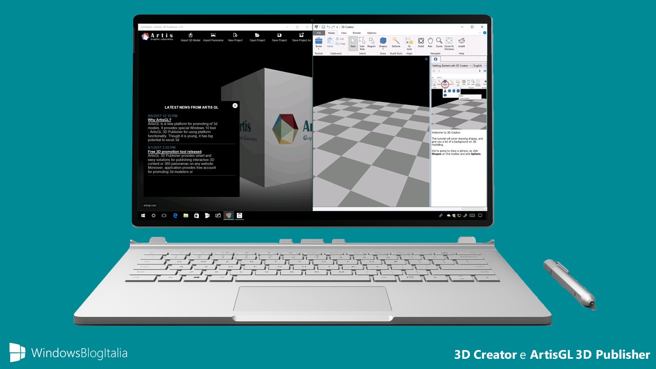 3D Creator e ArtisGL 3D Publisher, due nuove app per la modellazione 3D