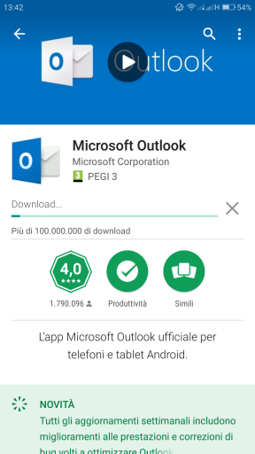 Aggiornamento di Outlook per Android