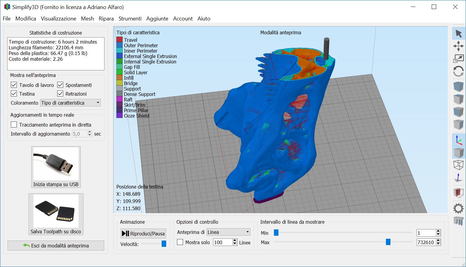 Anteprima GCODE Simplify3D