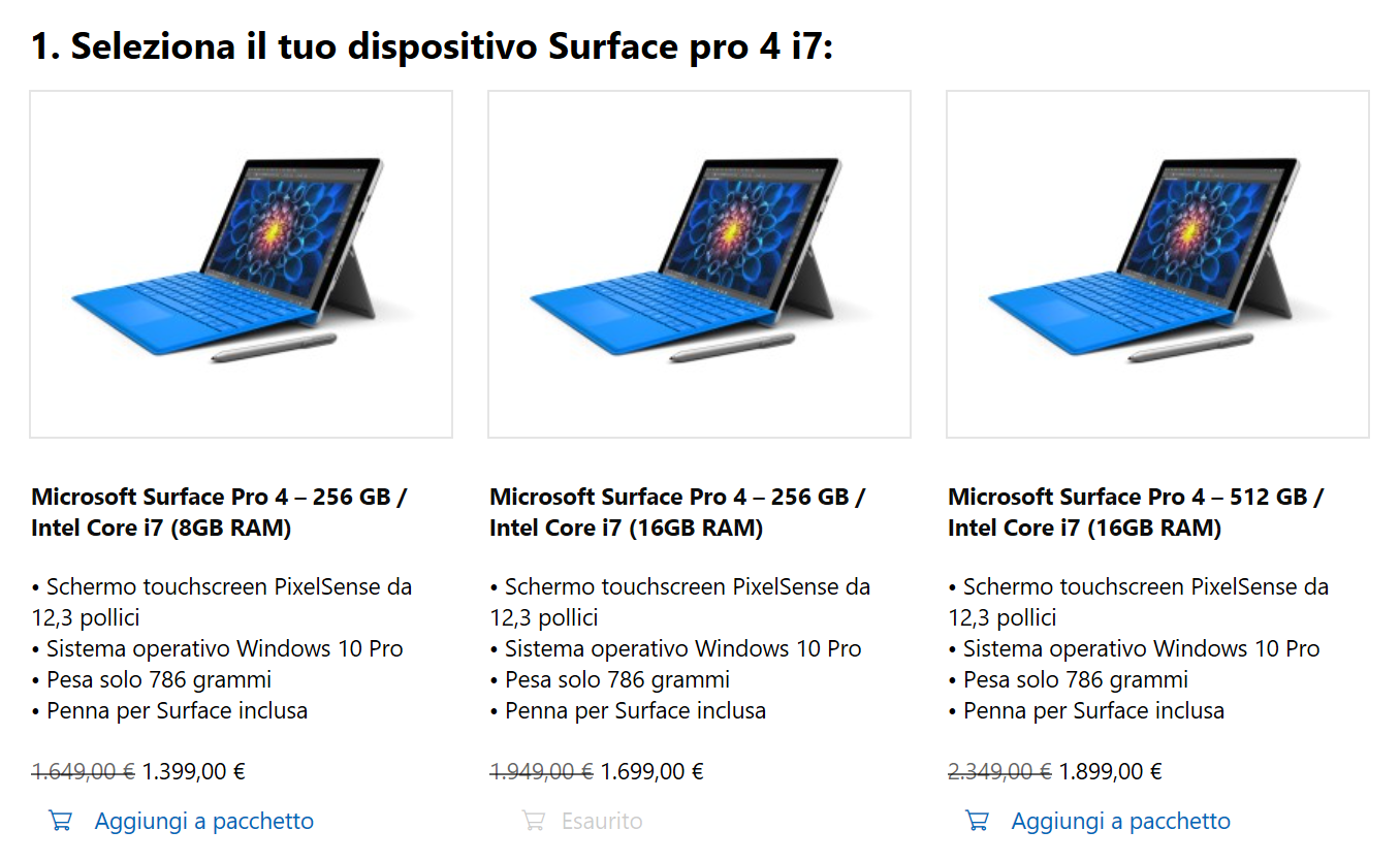 Promozione Surface Pro 4