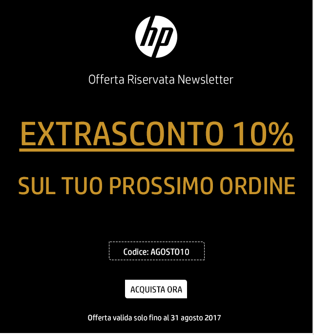 Hp sconto su prossimo ordine 10%