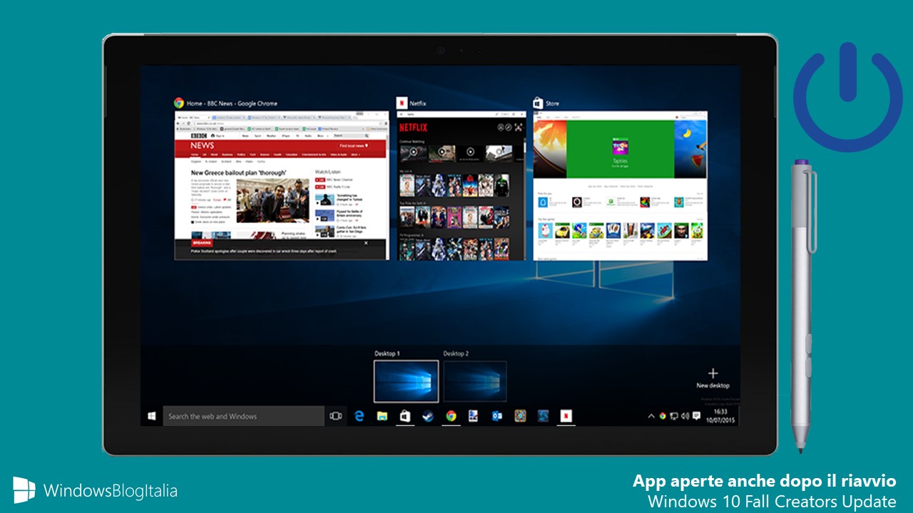 App aperte riavvio Windows 10 Fall Creators Update
