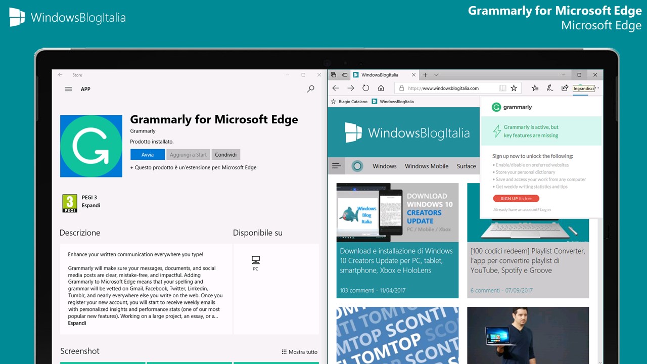 Grammarly for Microsoft Edge