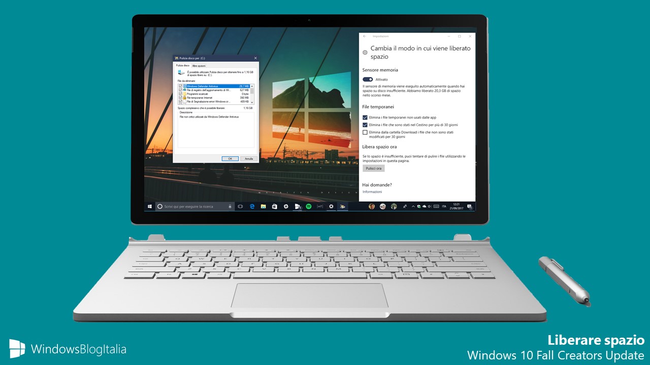 Liberare spazio Windows 10 Fall Creators Update