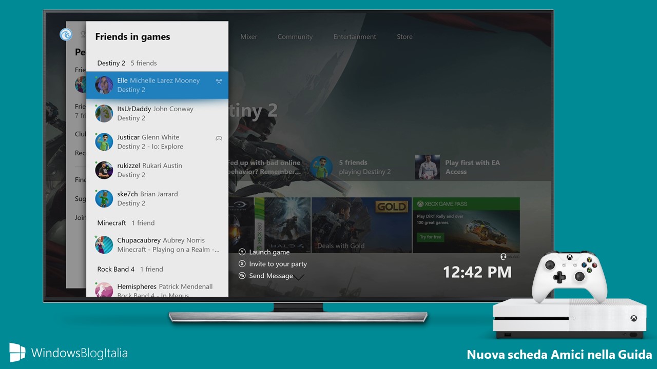 Scheda amici trasferimento veloce app giochi Xbox