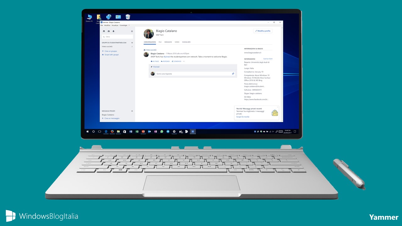 Yammer, l'app del social network aziendale di Microsoft per Windows e Mac