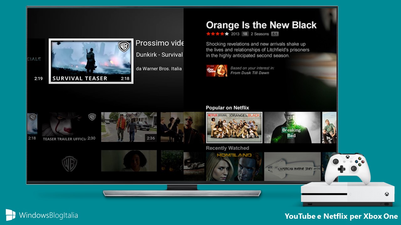 YouTube Netflix Xbox One