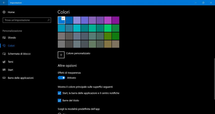 effetti Windows 10 UI