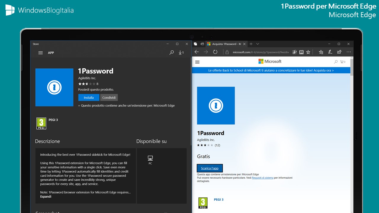 1password Edge estensione