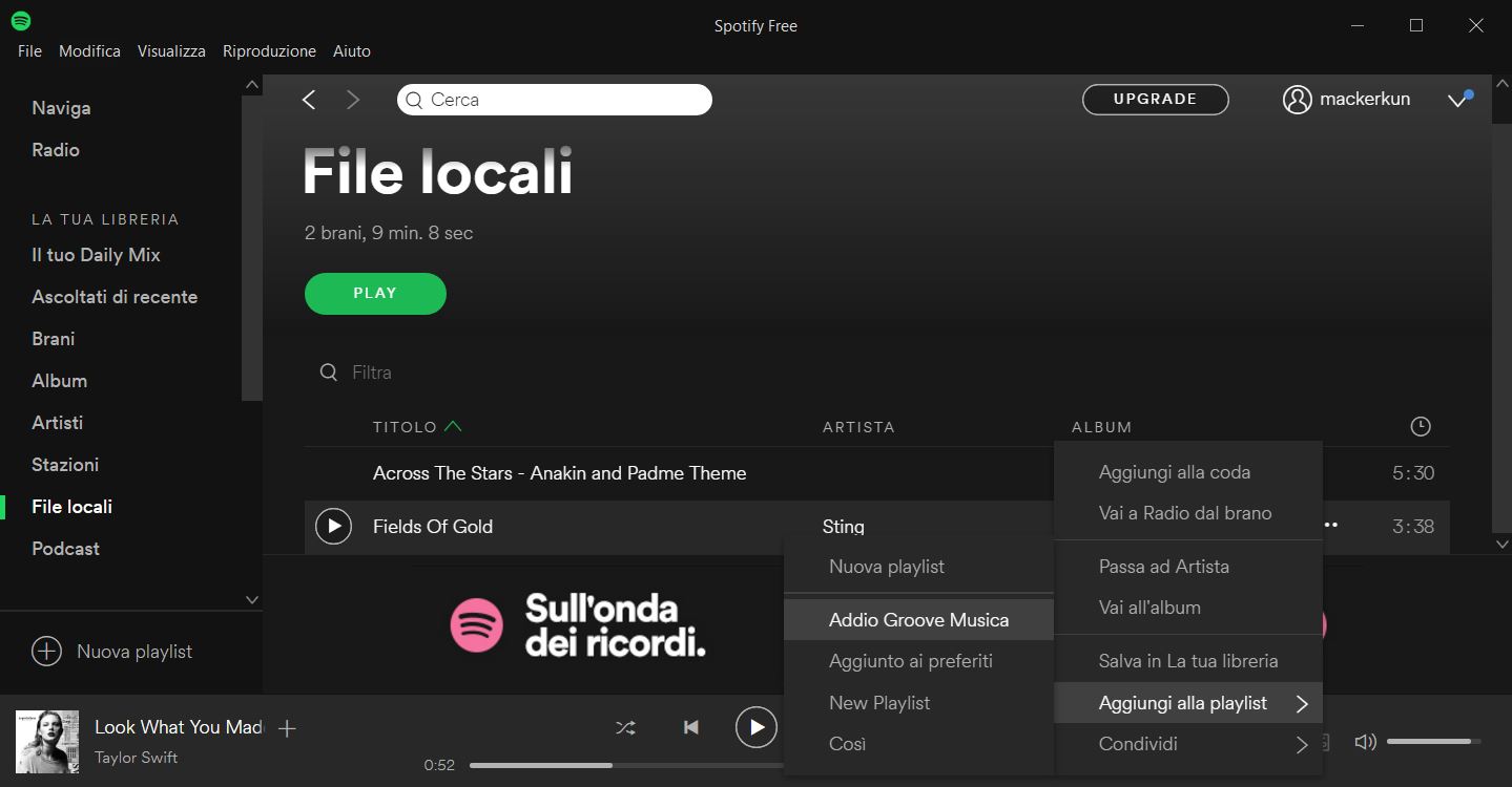 Trasferire playlist da Groove Musica a Spotify