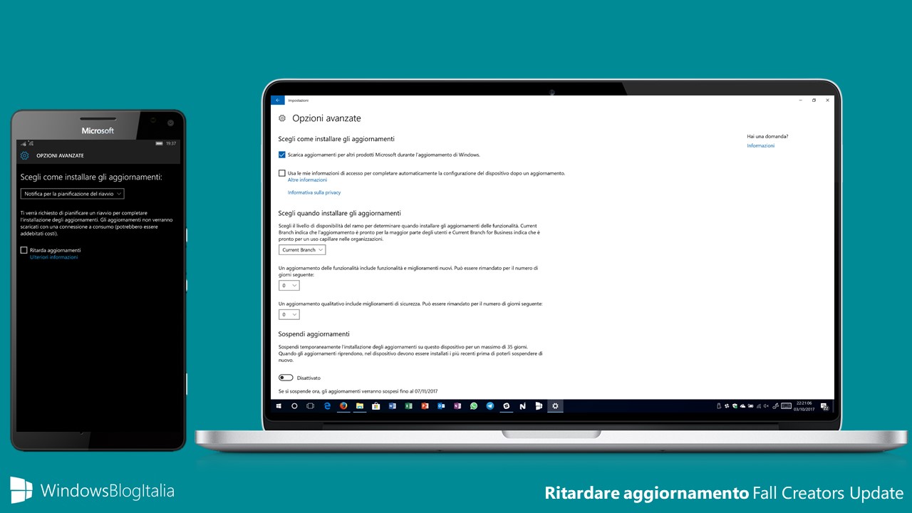 Come ritardare l'aggiornamento Fall Creators Update