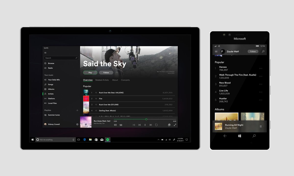 Spotify UWP Universal App Windows 10 Store