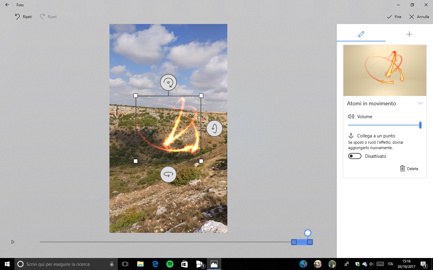 Story Remix Windows 10 Fall Creators Update Effetti 3D modifica dimensioni ruota