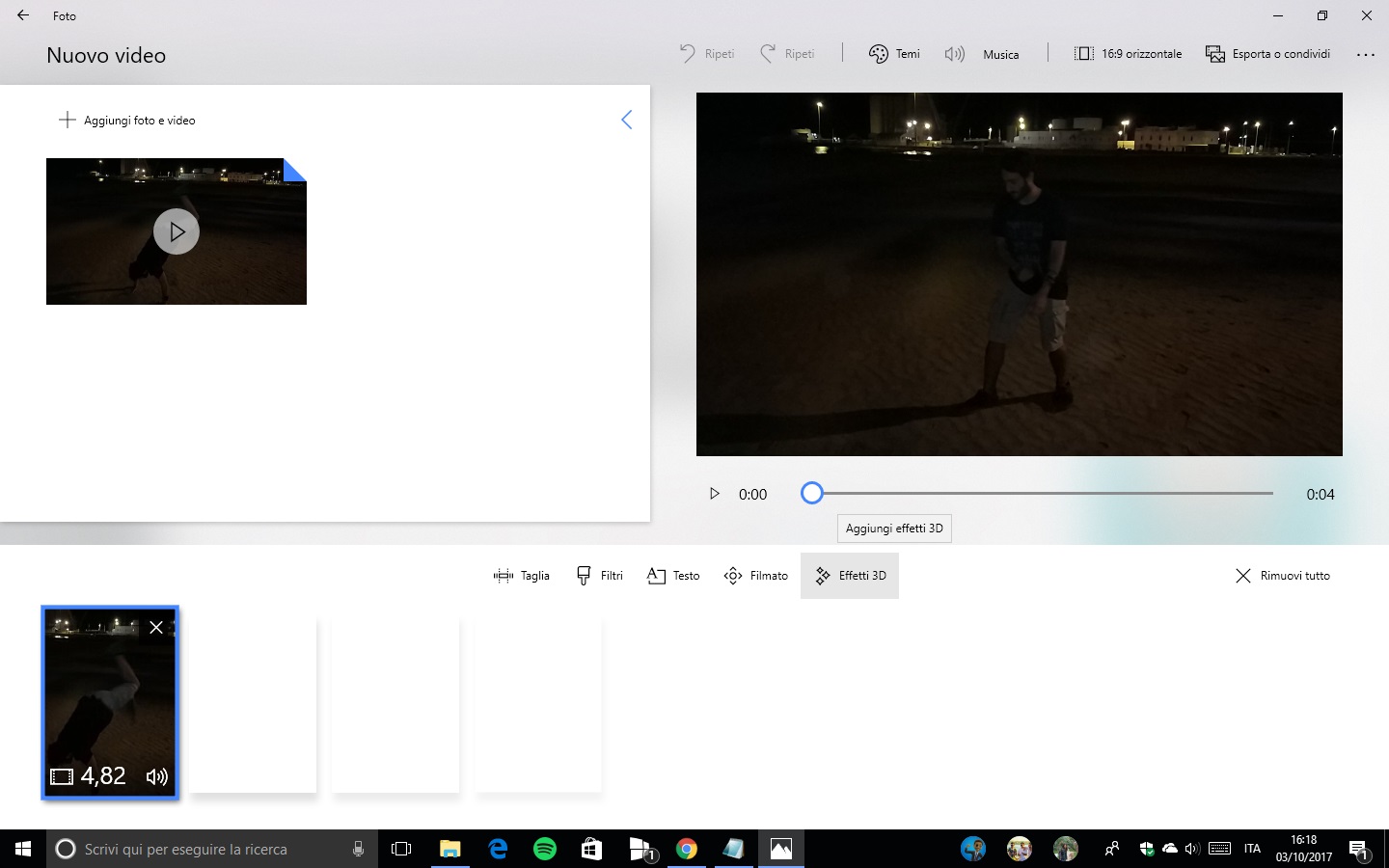 Story Remix Windows 10 Fall Creators Update Effetti 3D pulsante