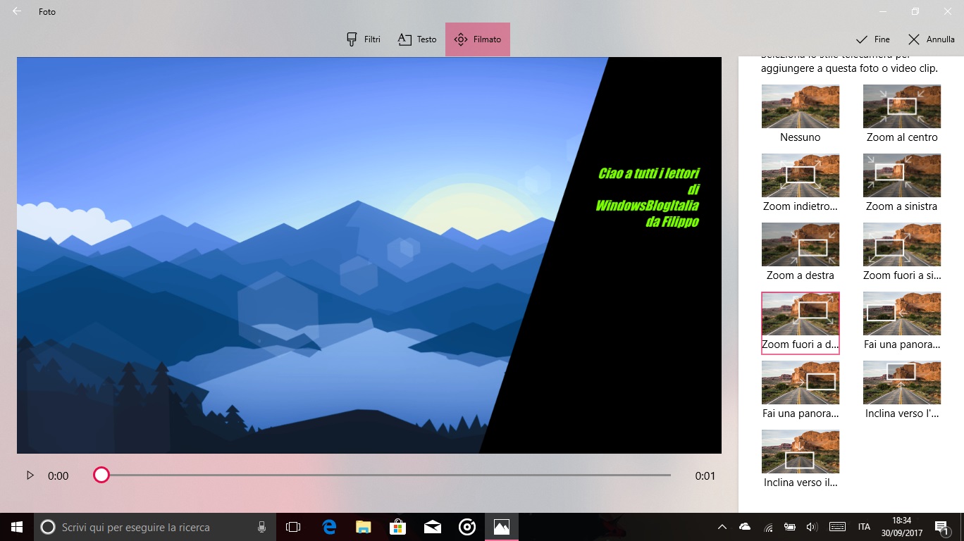 Story Remix Windows 10 Fall Creators Update editor transizioni clip