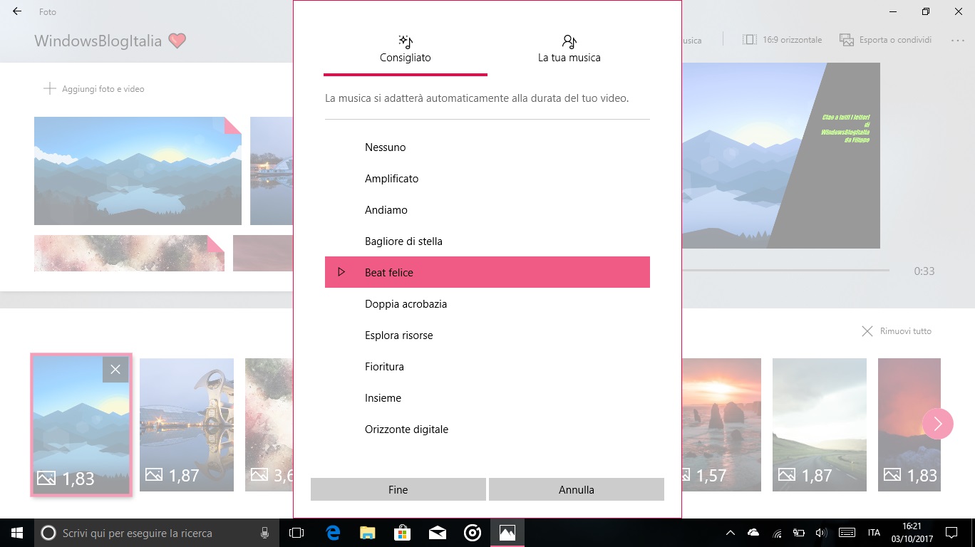 Story Remix Windows 10 Fall Creators Update editor video musica