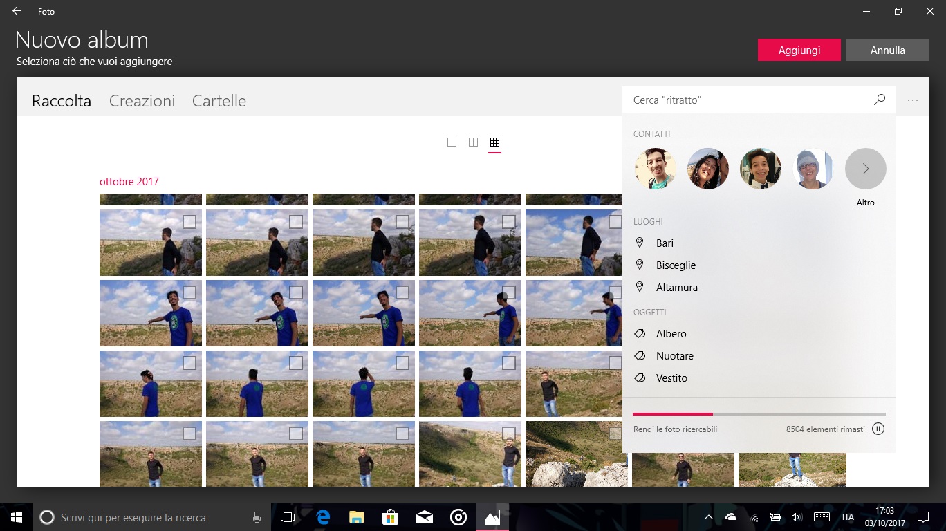 Story Remix Windows 10 Fall Creators Update nuova storia album ricerca intelligente