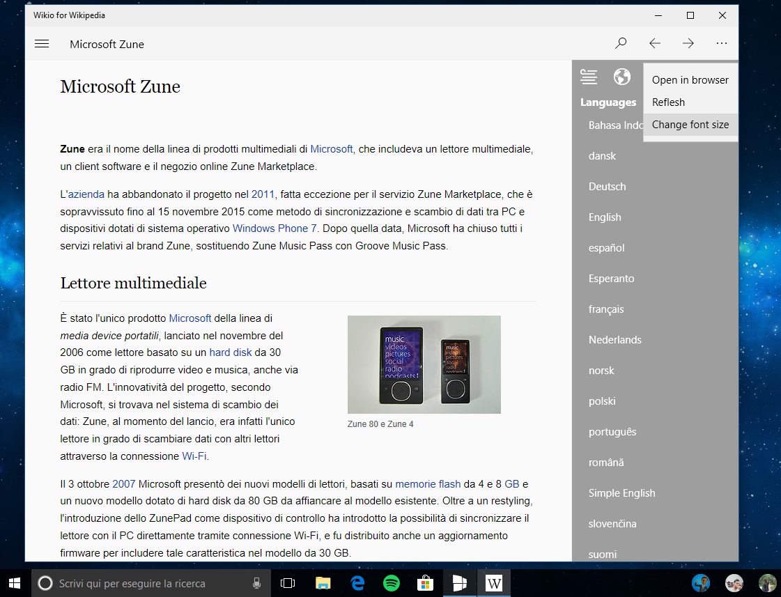 Wikio for Wikipedia app Windows 10