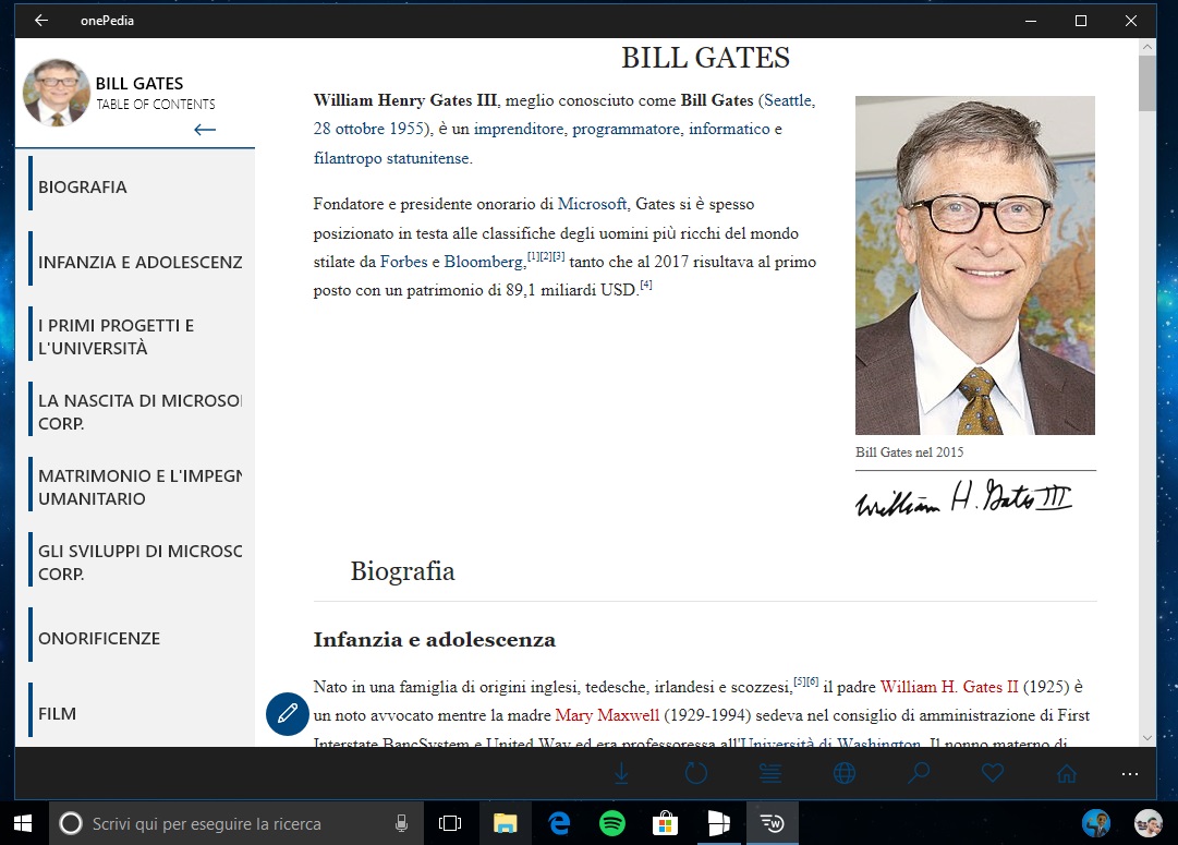 onePedia app Wikipedia Windows 10