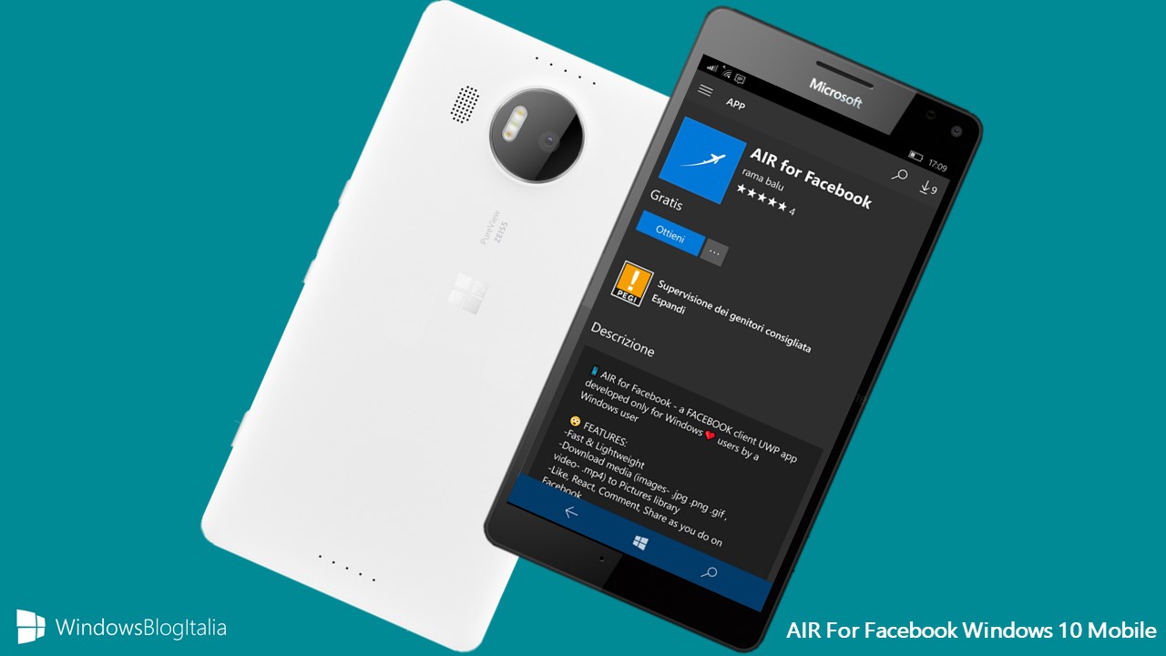 WIndows 10 Mobile AIR Facebook