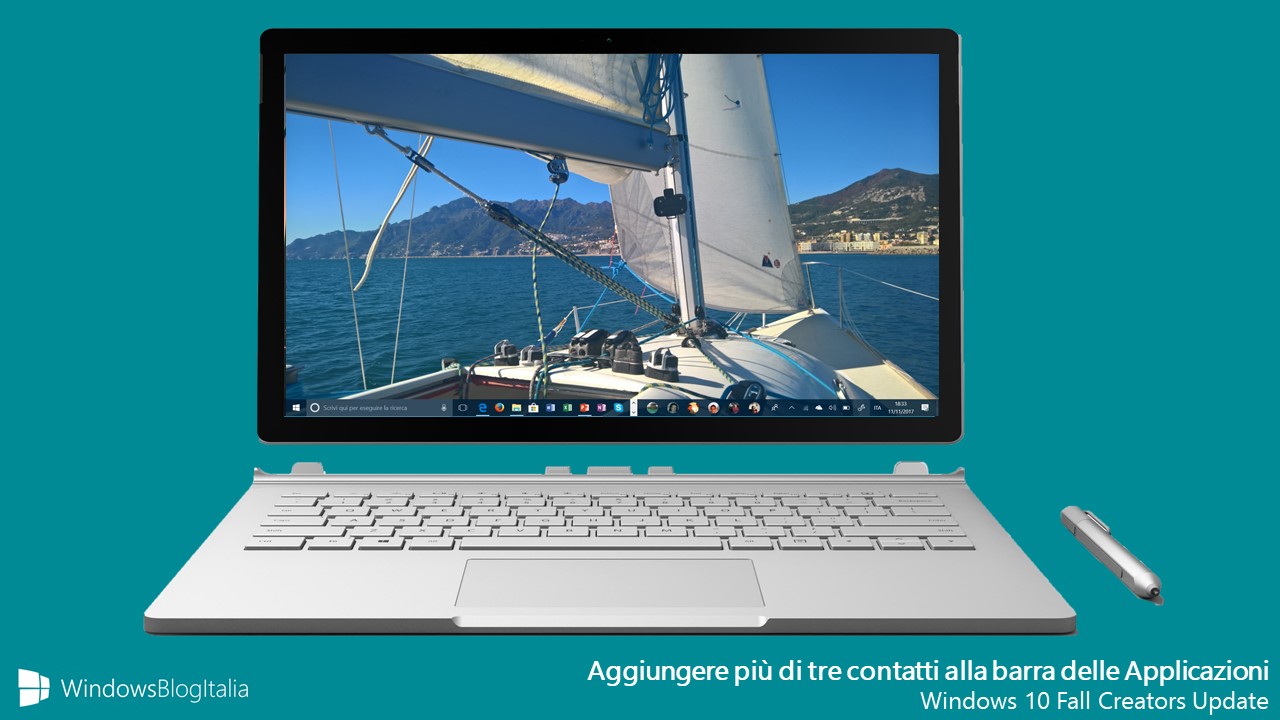 taskbar aggiungere più di 3 contatti