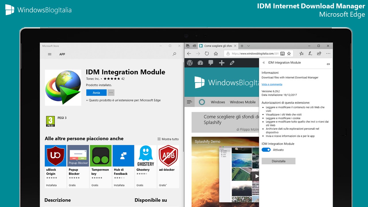 IDM Internet Download Manager estensione Microsoft Edge