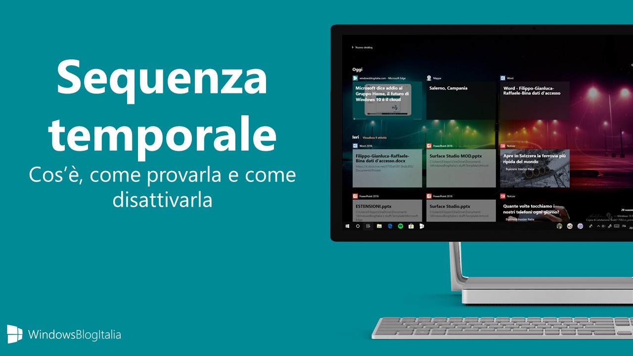 Sequenza temporale Timeline Windows 10