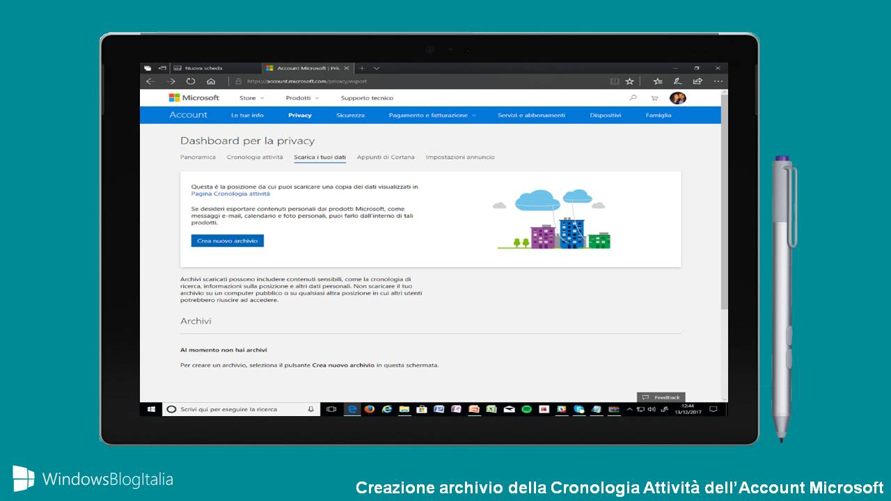 Microsoft Account Cronologia Attività