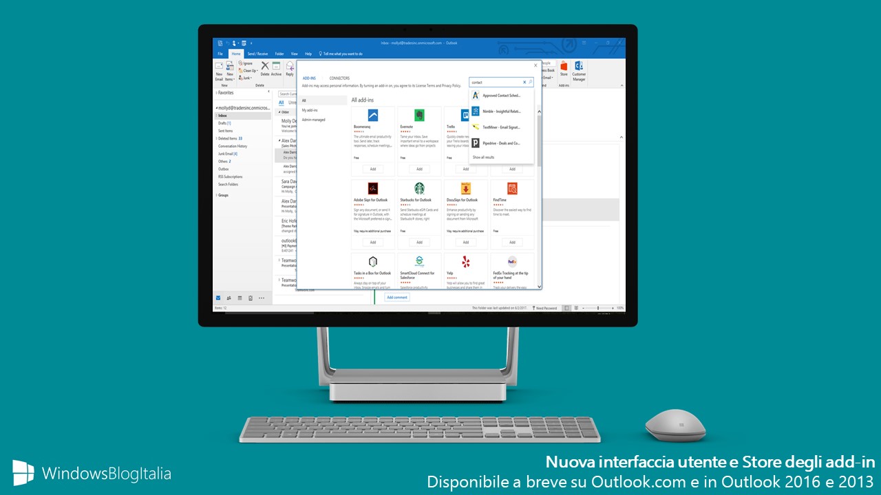 nuovo store di addin per outlook