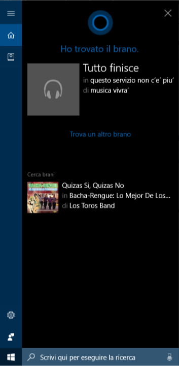 Cortana non riconosce più le canzoni