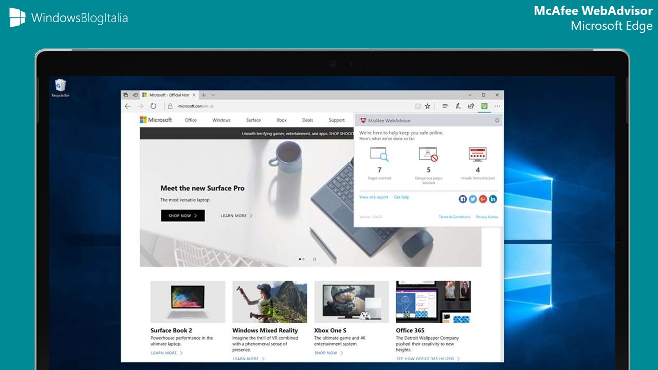 McAfee WebAdvisor estensione Microsoft Edge