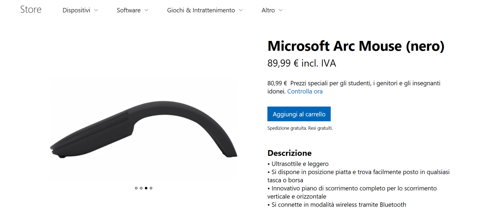 Microsoft Arc Mouse Nero