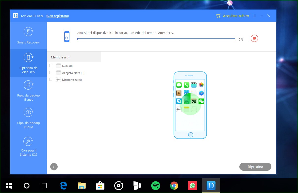 iMyFone D-Back Smart Recovery ricerca file persi iPhone
