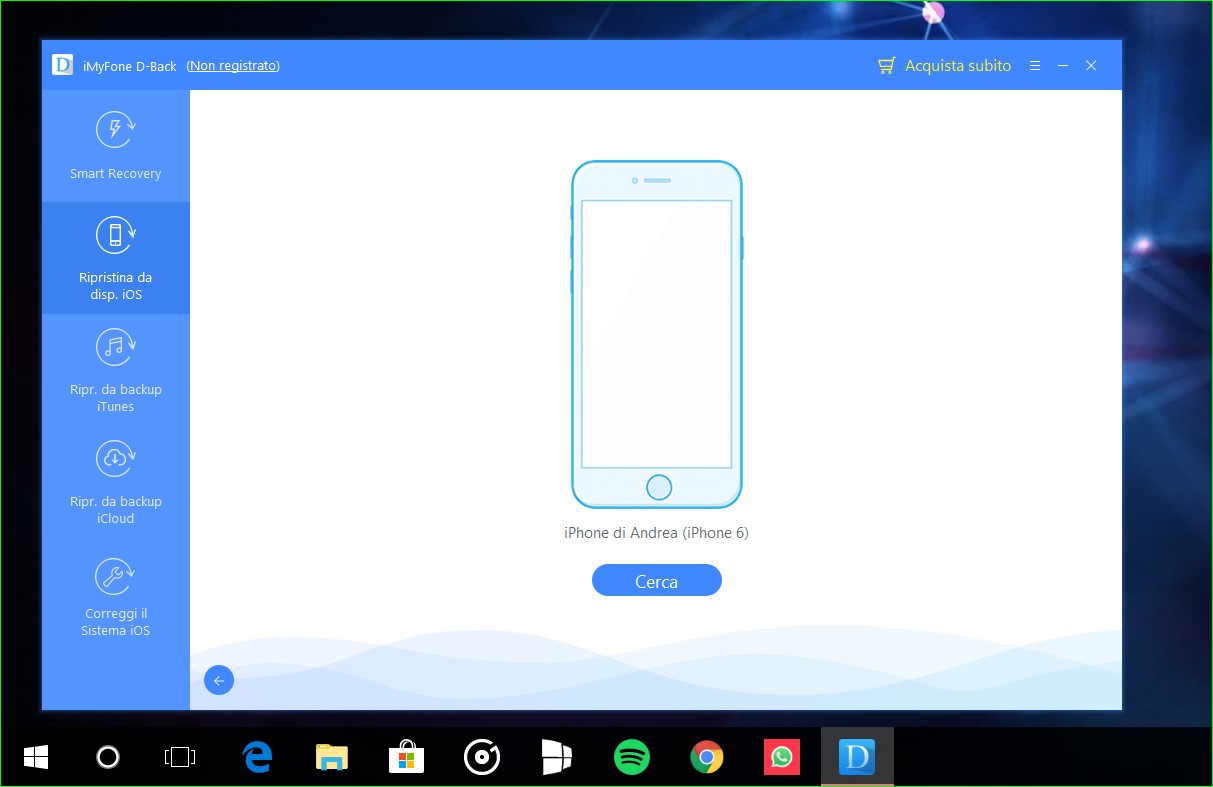 iMyFone D-Back Smart Recovery riconoscimento iDevice