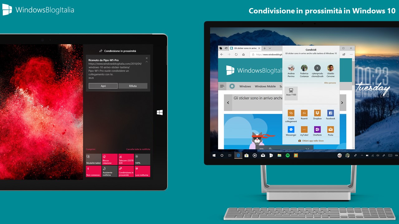 Condivisione in prossimita Windows 10 Spring Creators Update