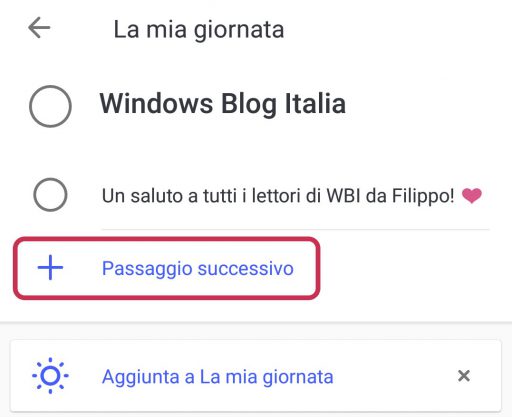 Microsoft To-Do per Android sottoattività