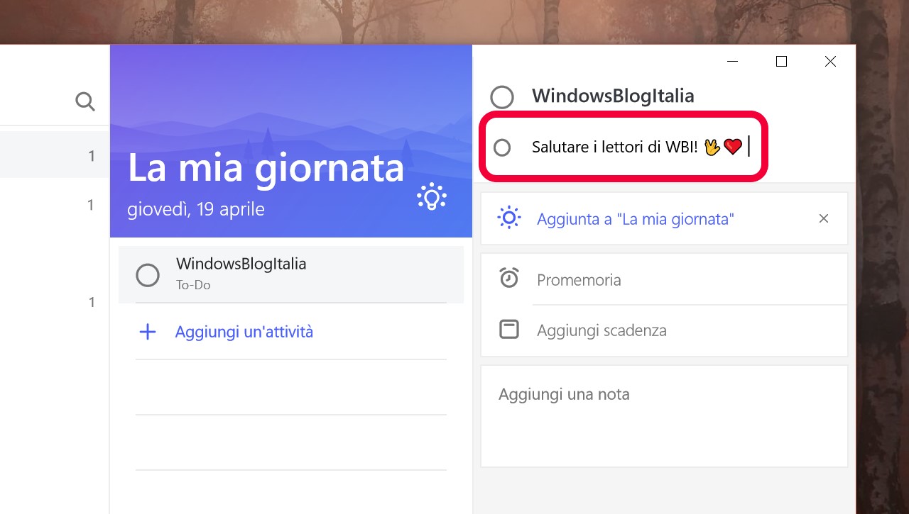 Microsoft To-Do per Windows sottoattività