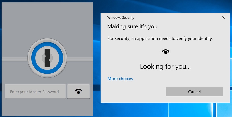 1Password 7 integrazione con Windows Hello