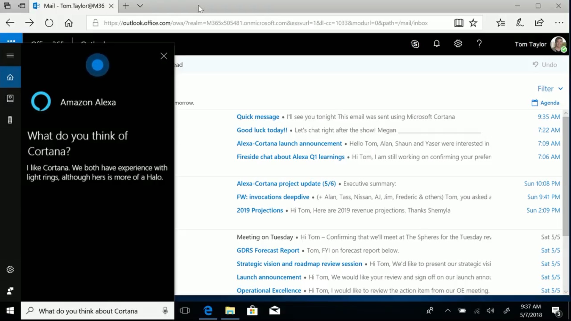 Cortana Amazon Alexa integrazione Windows 10