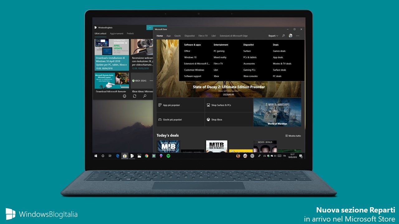 Microsoft Store Windows 10 sezione Reparti