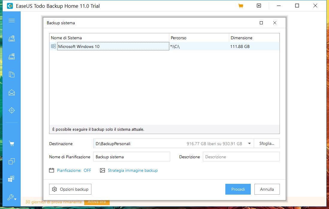 EaseUS Todo Backup Home 11.0 backup sistema