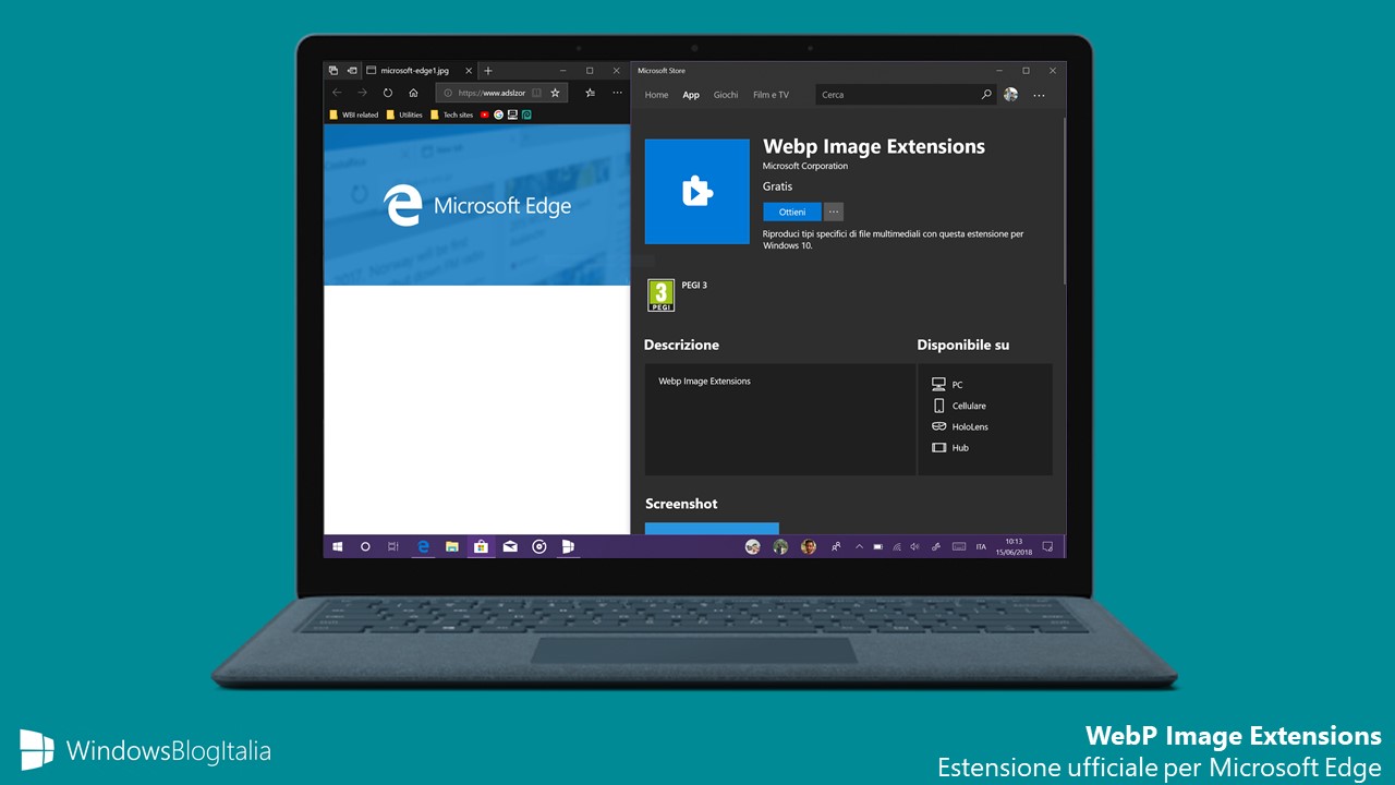 Microsoft Edge estensione immagini WebP