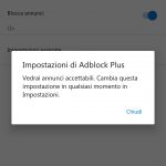 Microsoft Edge per Android blocchi contenuto Adblock Plus impostazioni
