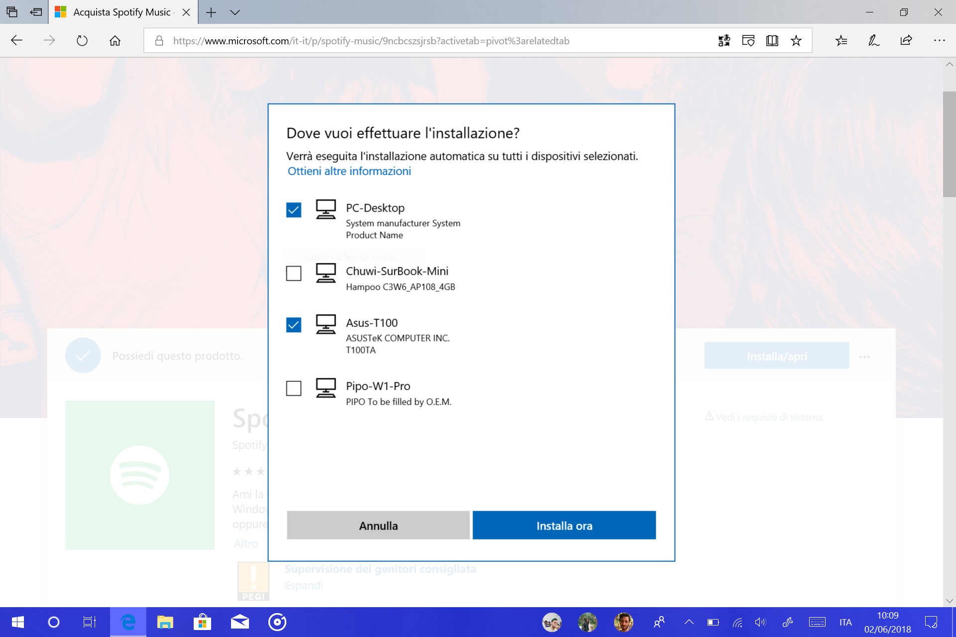 Microsoft Store web installazione app remoto dispositivi Windows 10