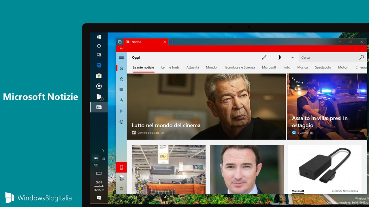 Nuova app Microsoft Notizie Windows 10