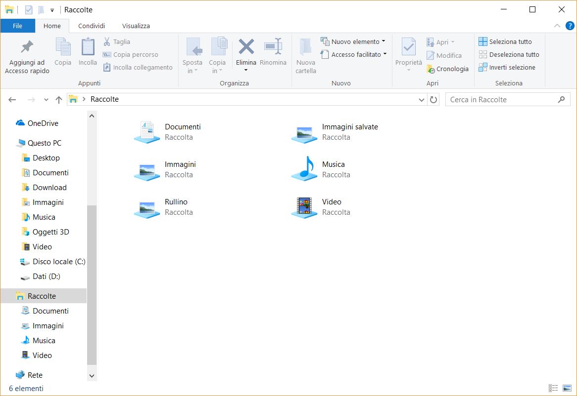 Personalizzare le Raccolte di Windows 10