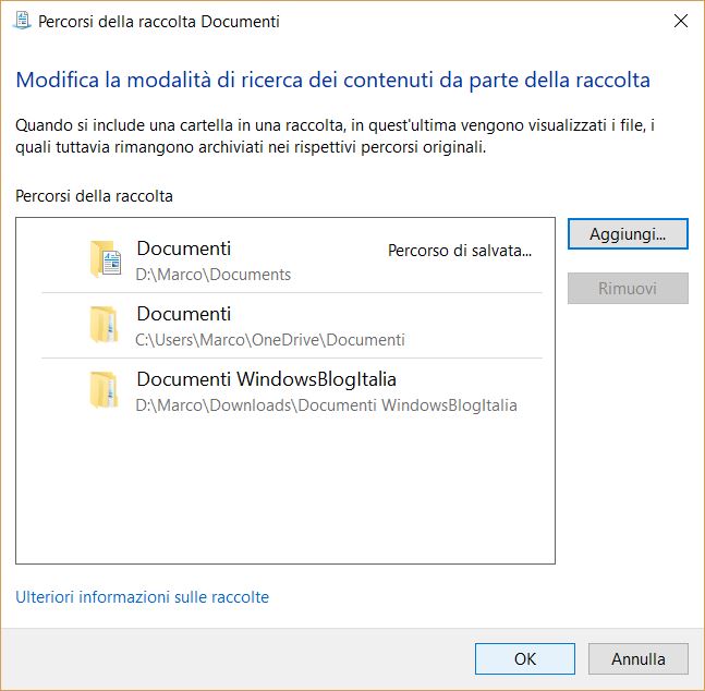 Personalizzare le Raccolte di Windows 10