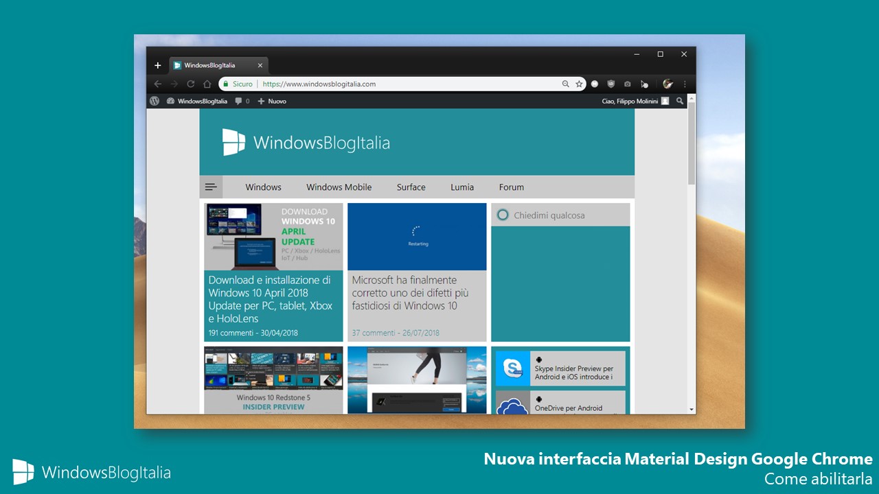 Come abilitare nuova interfaccia Material Design Google Chrome